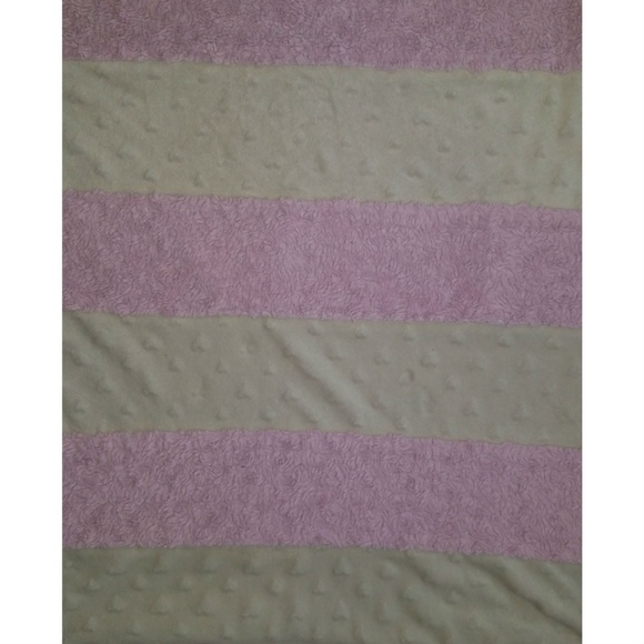Kyle & Deena Pink Tan Striped Fleece Baby Blanket - Picture 4 of 5